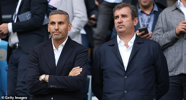 Manchester City CEO Ferran Soriano (right) has reportedly told players they have nothing to worry about as the club's trial into 115 allegations of financial irregularities begins on Monday.