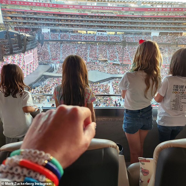 Zuckerberg is a fan of Taylor Swift and posted this photo when he attended her Eras Tour with his daughter last year