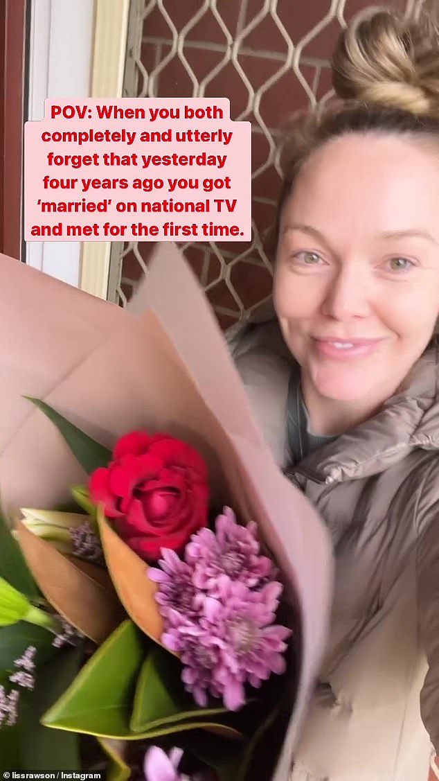 Melissa Rawson (pictured) celebrated the anniversary of the day she and her current partner Bryce Ruthven met on Married At First Sight