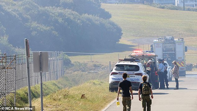 The fire and rescue service received the report of the fire near Malabar Headlands at around 12.18pm on Sunday (photo: crews on site)