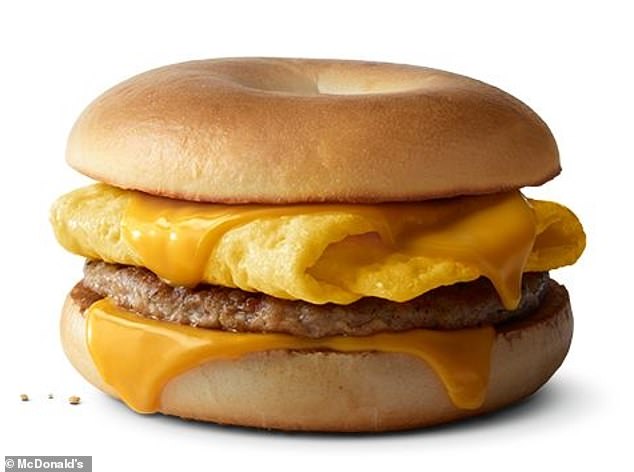 McDonald's is bringing back breakfast bagels in four varieties, including the sausage variety pictured here