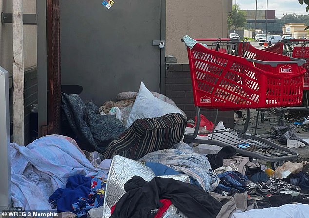 A burned down Burger King in Memphis now serves as a homeless camp