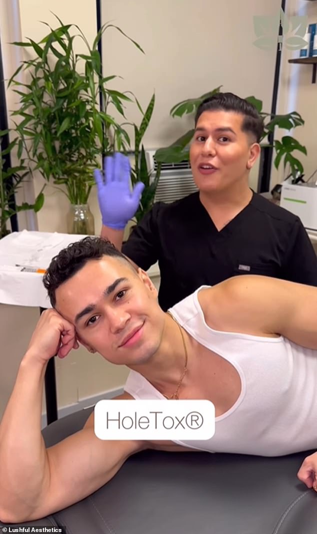 In an Instagram post from New York, Lushful Aesthetics promoted the procedure after praising 'HoleTox the talk of the town'. The clinic, founded by Dr Chris Bustamante (pictured), said the 'virtually painless' procedure 'takes approximately three minutes'