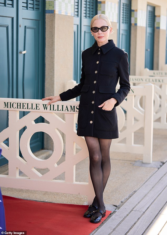 Michelle Williams was given her special beach hut on the Promenade des Planches in Deauville, France, as part of the city's annual film festival