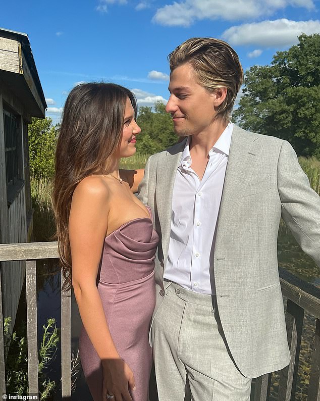 The loved-up couple tied the knot earlier this year in a subdued, romantic ceremony attended by only close family members (pictured as guests at another wedding).