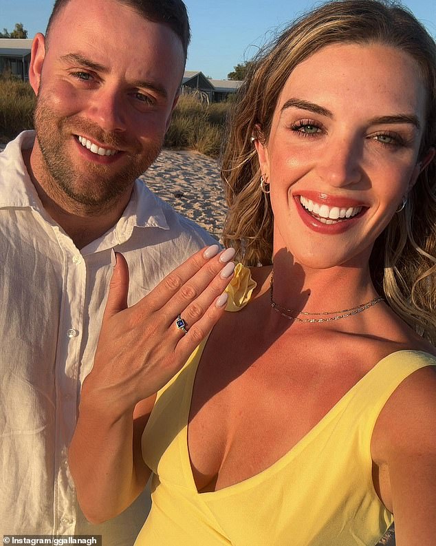 She moved to Australia with her current fiancé Ryan Coleman (both pictured), with whom she worked on location until July this year