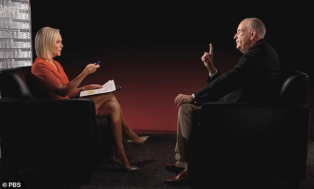 Margaret Hoover, who hosts Firing Line on PBS, is pictured interviewing former Fox host and American conservative commentator Bill O'Reilly