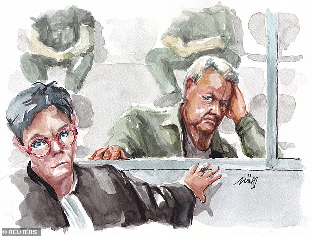 In a courtroom sketch, Mr. Pélicot appears at the courthouse in Avignon on September 11