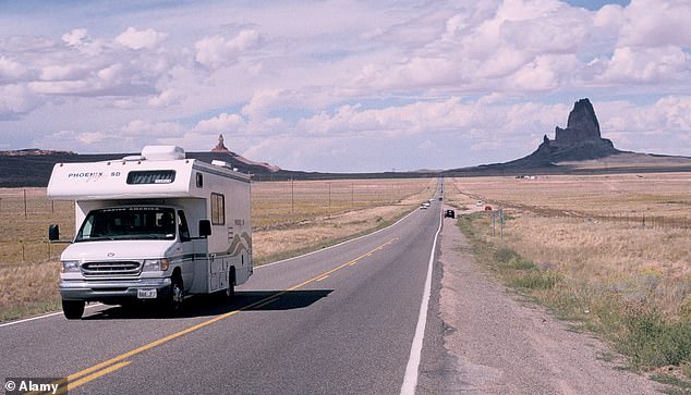 File photo of a camper. A German woman fell to her death last week after falling onto the road and being hit by a car as she opened the door of a moving camper