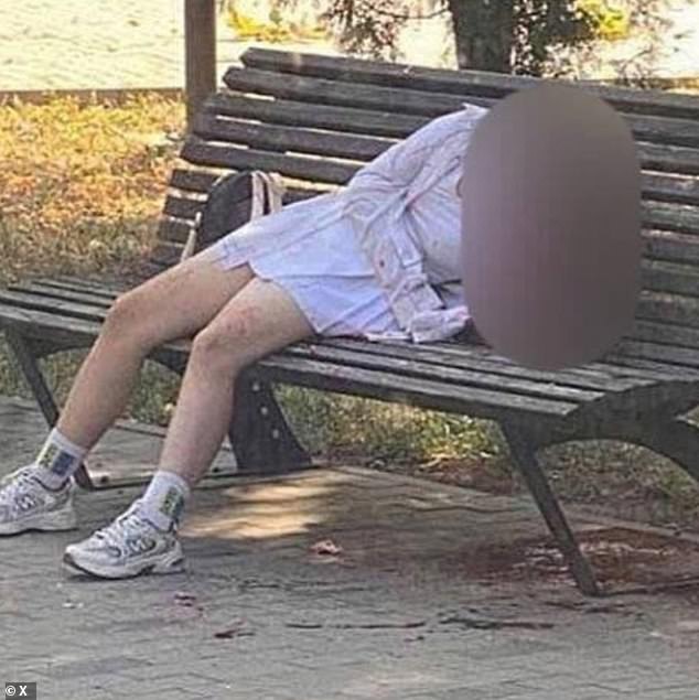 Shocking footage showed a teenage girl's head blown apart by shrapnel during a rocket attack on a park in Kharkiv. Thick bloodstains can be seen across the floor