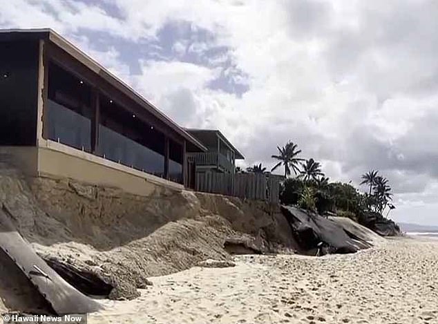 The house before it fell into the ocean