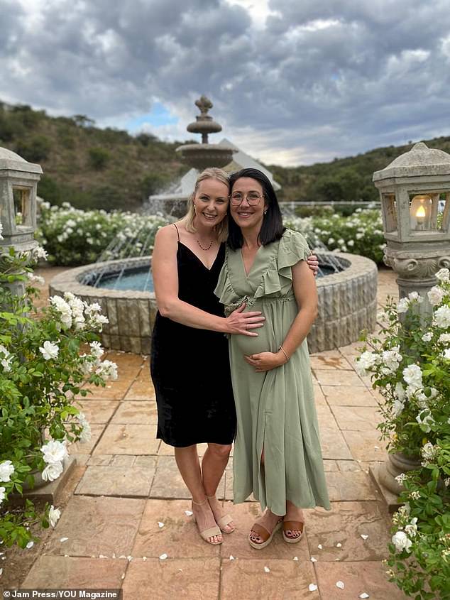 Amy Cronjé, now 33, was given a shocking diagnosis of breast cancer shortly after marrying her husband, Roché, 35. Pictured: Mrs. Cronjé with her best friend Karla Steenekamp