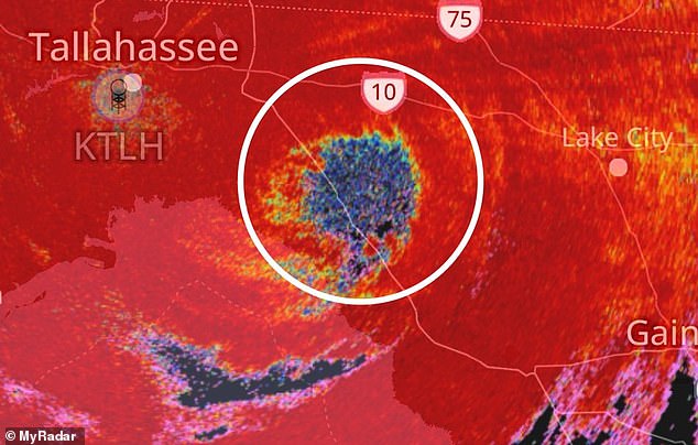 Radar detected a blue spot in the eye of Hurricane Helene