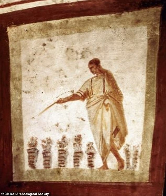 Ancient paintings of Jesus holding what appears to be a magic wand have led some researchers to believe that early Christians viewed him as a magician. This image was painted in the fourth century, although the exact date is unknown, and was found in the catacomb of Via Anapo in Rome