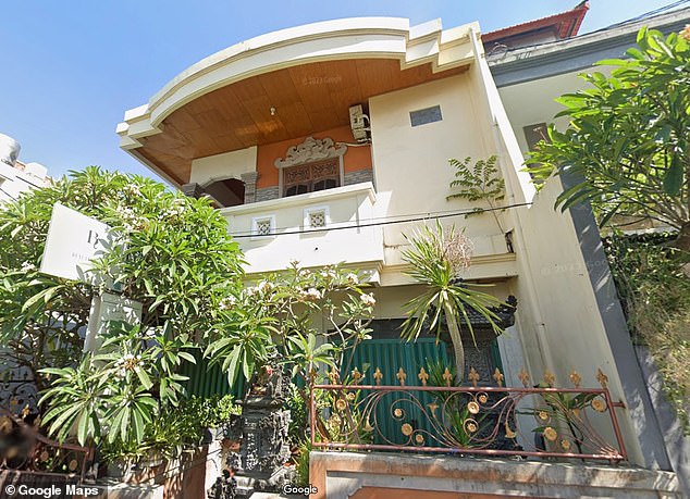 The photo shows the Kubuku Suli Homestay in Kuta, where Mr Hunter's body was found