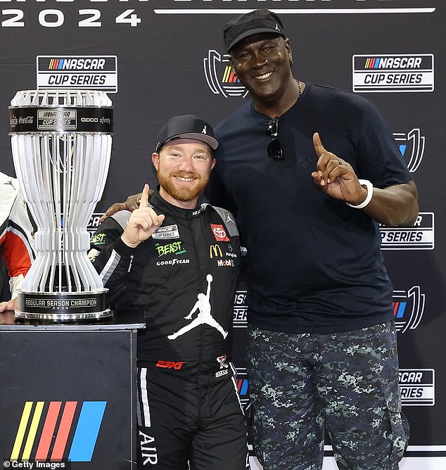 Regular season champion Tyler Reddick and his car co-owner Michael Jordan at Darlington