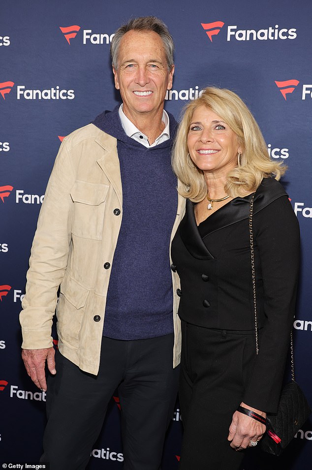 Cris Collinsworth (left) and Holly Bankemper attend Michael Rubin's Fanatics Super Bowl party