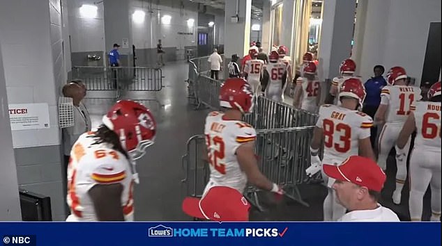 A photo of Patrick Mahomes talking to a referee before Sunday's game left fans furious