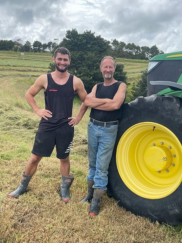 New Zealand MP Mark Cameron has called on the country's politicians to support rural Kiwis in a speech to parliament following the suicide of his son Brody (pictured, Mr Cameron and Brody)