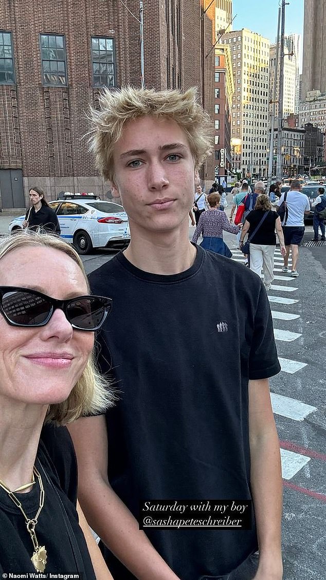 Naomi Watts has shared a glimpse of some quality time she spent with her eldest child, son Sasha. Both pictured