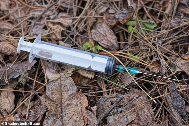 The discarded syringe was left in the schoolyard where the girl found it (stock photo)