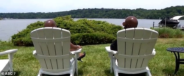 The Floyds' parties have become the talk of the town - there are rumors of exotic dancers and hookah parties, but the couple denies this. (Pictured: The Floyds enjoy the view from their estate)