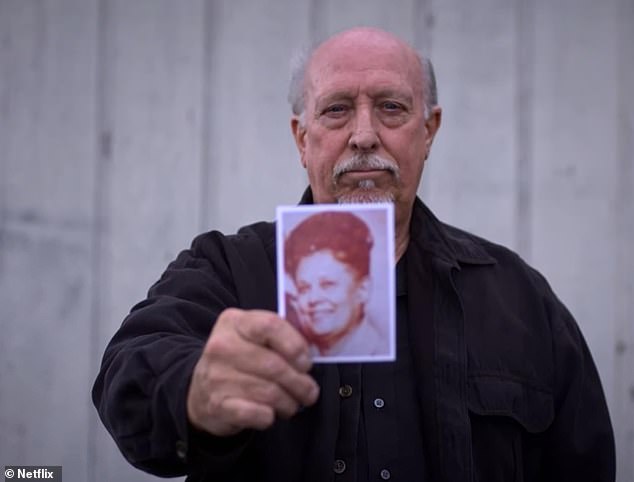 Season two of the gruesome docuseries recently debuted, in which tenants share their harrowing stories about their former roommates. Pictured: Bill Clausen with a photo of his mother Ruth Monroe, who was murdered by landlord killer Dorothea Puente