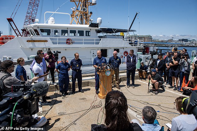 U.S. Coast Guard Captain Jamie Frederick speaks to reporters about the search for the Titan submarine on June 21 last year