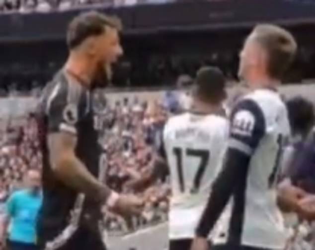 Ben White celebrated Arsenal's winning goal against Tottenham in James Maddison's face