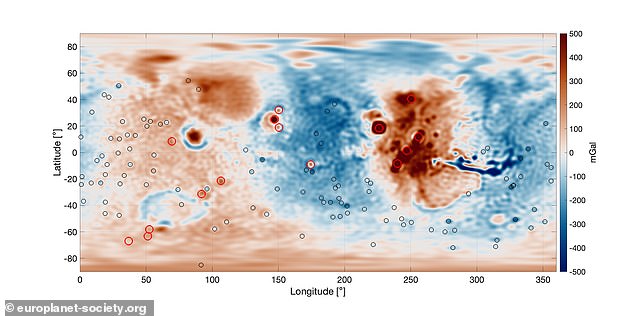 Their analysis revealed 20 previously unknown subsurface structures scattered across the planet's northern polar cap