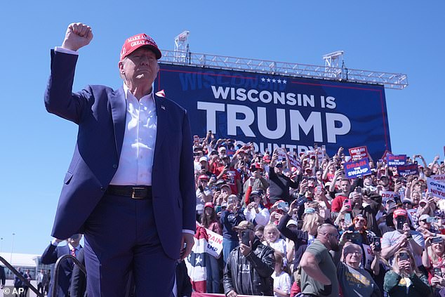 Republican presidential candidate Donald Trump spoke at a rally in Wisconsin on Saturday, a crucial state that could decide the election