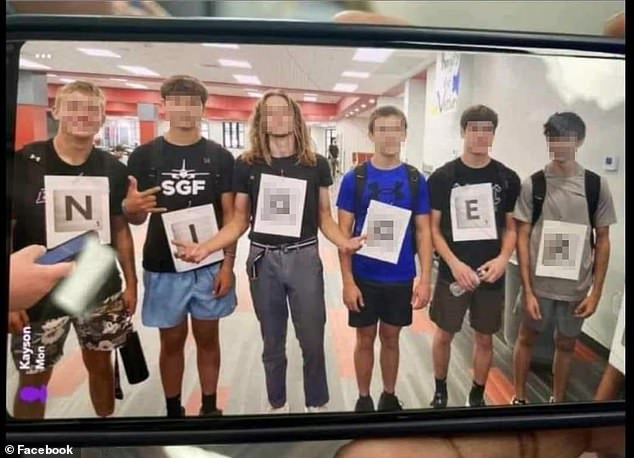 The six students each wore a letter that spelled out the word n**ger, photos showed. No one was identified due to privacy laws, but their faces are all over the Internet.