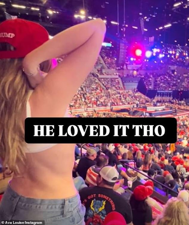 26-year-old OnlyFans model Ava Louise was kicked out of Donald Trump's New York rally after flashing her breasts to the former president