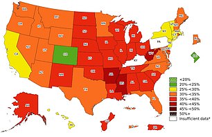 Obesity rate in the US in 2023