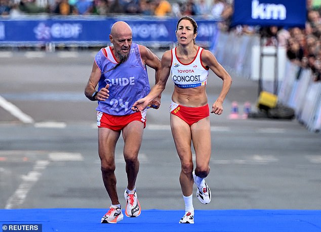 Paralympic marathon runner Elena Congost was disqualified two meters from the finish