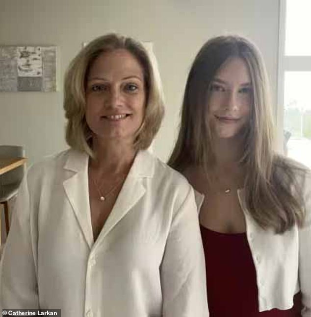 Camryn Larkan, 14, of Victoria (right, with her mother) was flying home from Toronto after visiting a friend when she was suddenly asked by a flight attendant to grab her bags and leave the plane