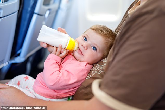 One person complained on Reddit that some parents were changing their baby's diaper while on the plane, instead of in the bathroom (stock image)