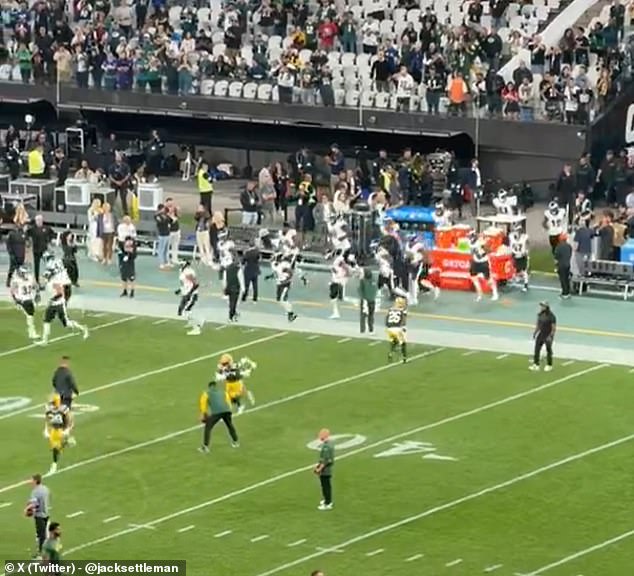 Philadelphia Eagles players were loudly booed as they took the field in Brazil on Friday night