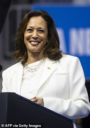 Vice President Kamala Harris speaks at a campaign rally in Savannah, Georgia, on August 29, 2024