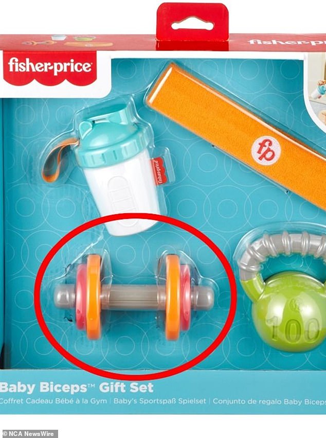 A popular baby gift set has been recalled due to a potential choking hazard (see photo)