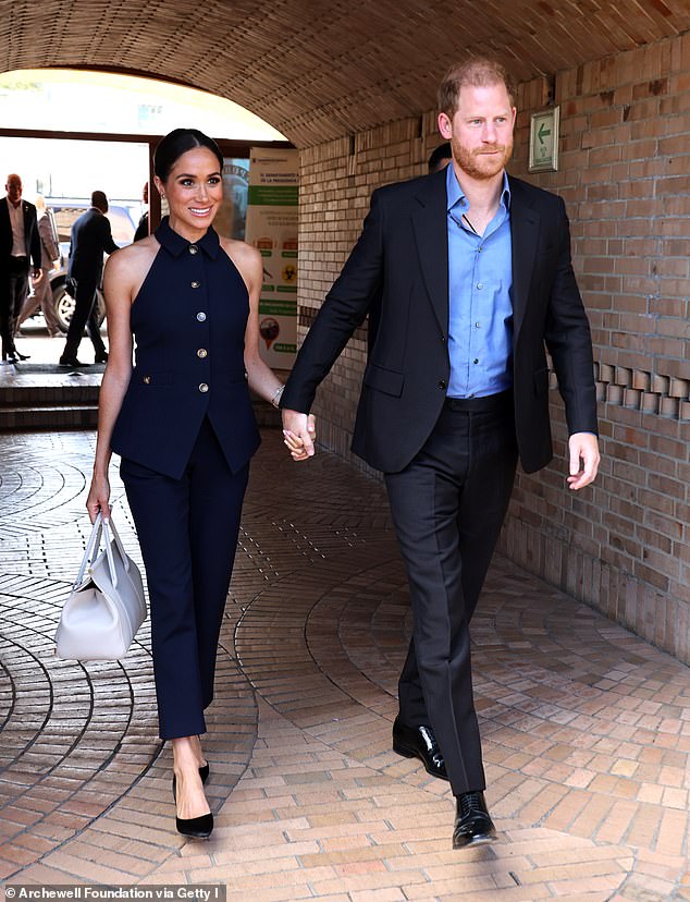 Prince Harry and Meghan seen during their visit to Colombia on August 15