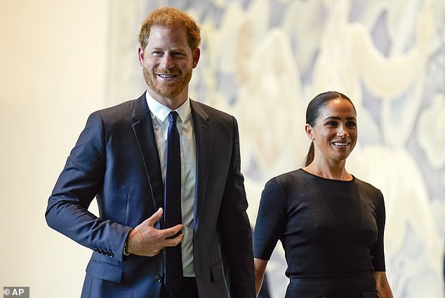 Questions have been raised about the Duke and Duchess' political plans - above Prince Harry and Meghan Markle arrive at the United Nations headquarters in New York in July 2022