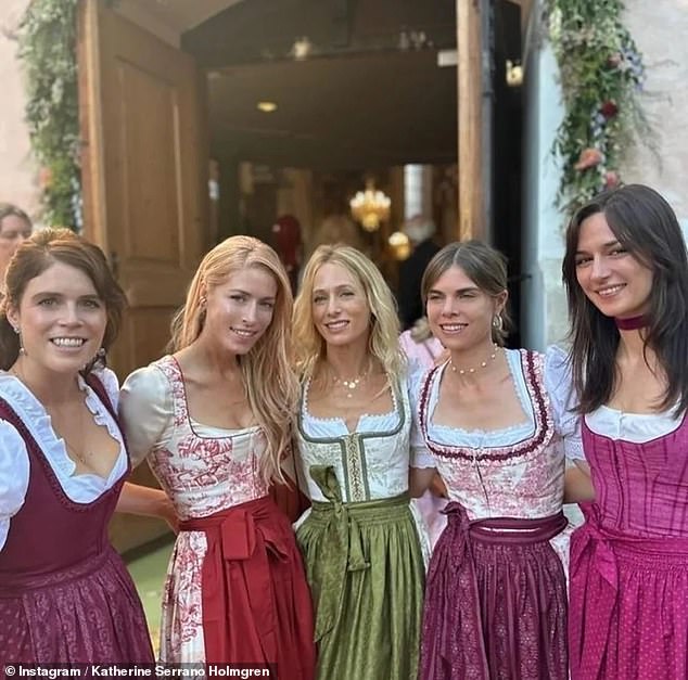 Princess Eugenie looked stunning as she wore a traditional dirndl dress to attend her fashion designer boyfriend's wedding in Bavaria