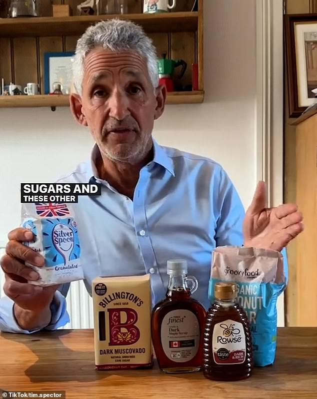 Diet guru Professor Tim Spector warns that so-called 'healthier' alternatives such as honey and brown sugar are just a 'gimmick'