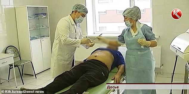 Pictured: Chemical castration being performed in Kazakhstan (file photo)