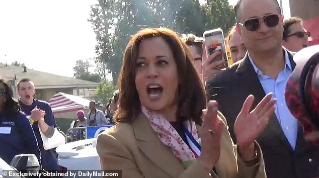 Kamala Harris protests deportation during a parade in Los Angeles in 2019