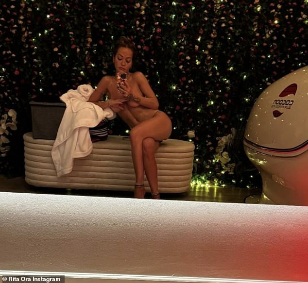 Rita Ora sent her fans into a frenzy when she stripped down to just her underwear in a very sexy snap, giving a sneak peek of her pampering session