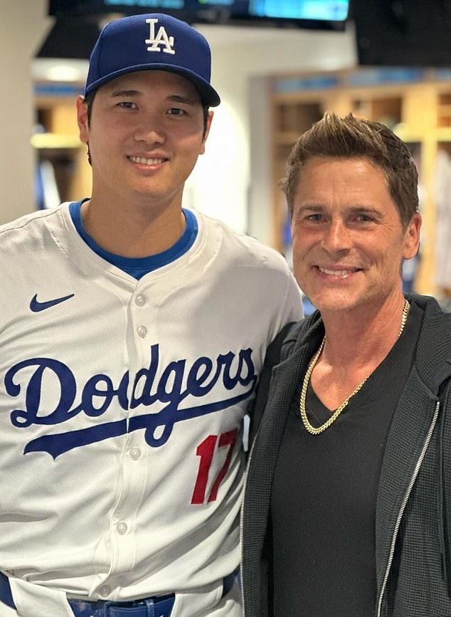 Shohei Ohtani posed with Rob Lowe for a photo posted to his Instagram in May