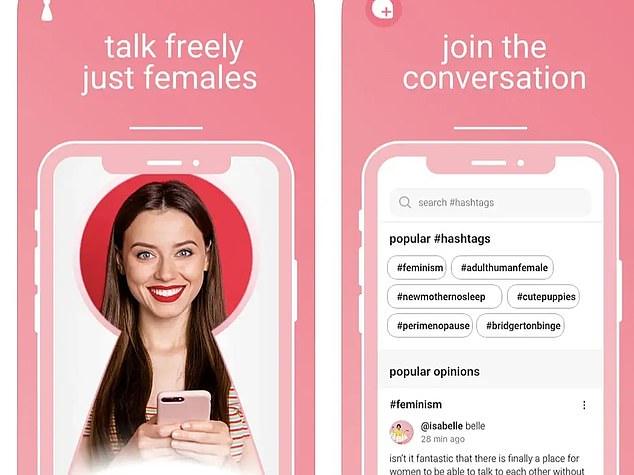 Ms Grover said she is still determined to build an app that is just for women and excludes transgender people (pictured: the Giggle app)