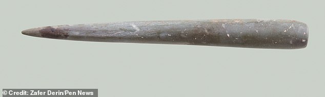 Archaeologists have discovered the world's oldest eyeliner (pictured), which was used to apply black paint more than 8,000 years ago